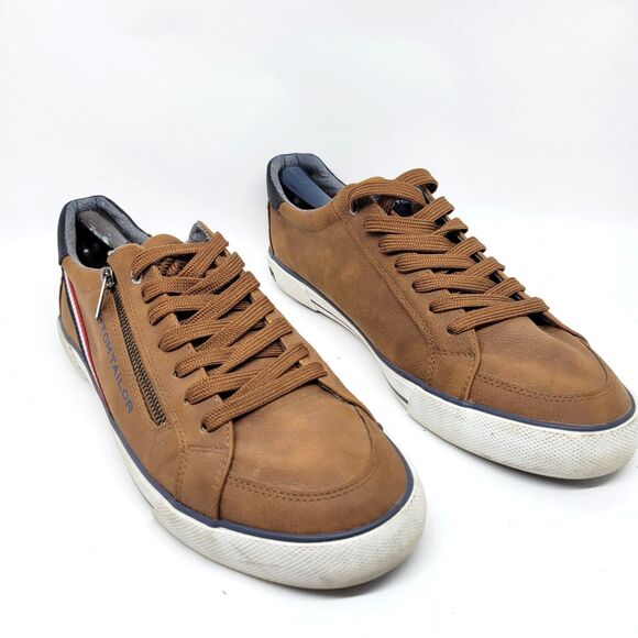 Tom Taylor Mens Brown Nubuck Leather Side Zip Lace Up Sneakers Size US 11 EUR 43 - Picture 1 of 16